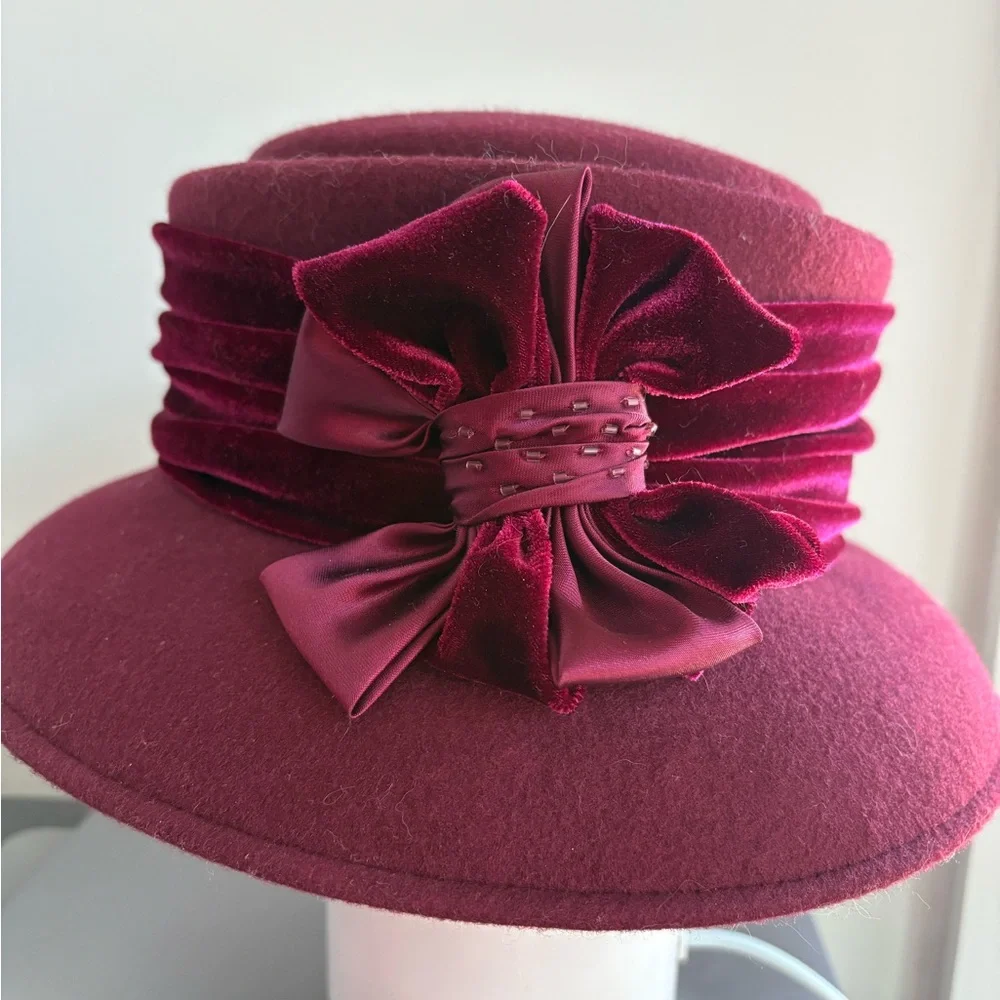 Vintage Elegant Deep Burgundy Hat by SETMAR New York